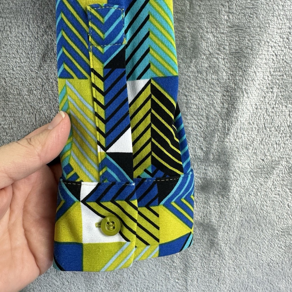 Calvin Klein Wrap Dress Women's 8 Blue Green Bright Geometric Print - Picture 6 of 7